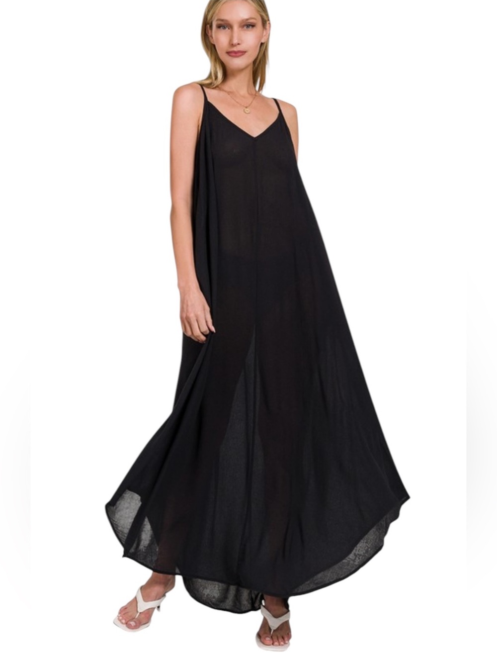 ⭐ 650. Black Spaghetti Strap Maxi Dress - Picture 2 of 2